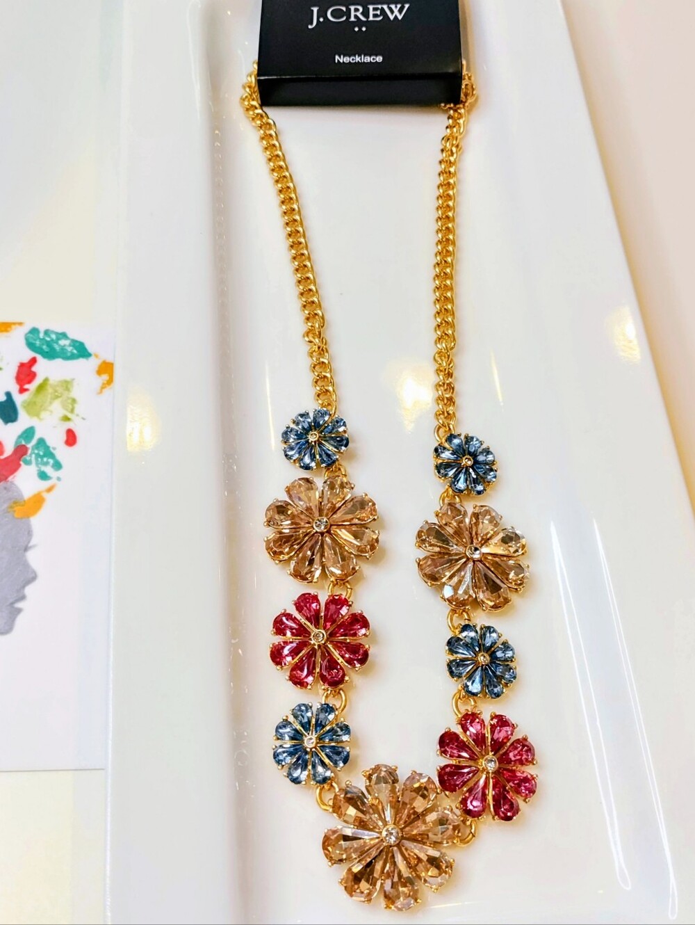NWT J. Crew Crystal Floral Statement Necklace Pink - Picture 4 of 9